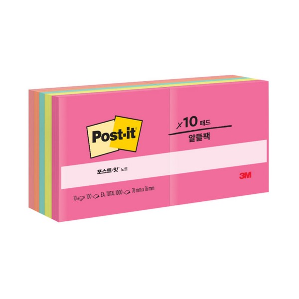 포스트-잇 654-10 노트 컬렉션팩 알뜰팩 76X76MM 팝티미스틱